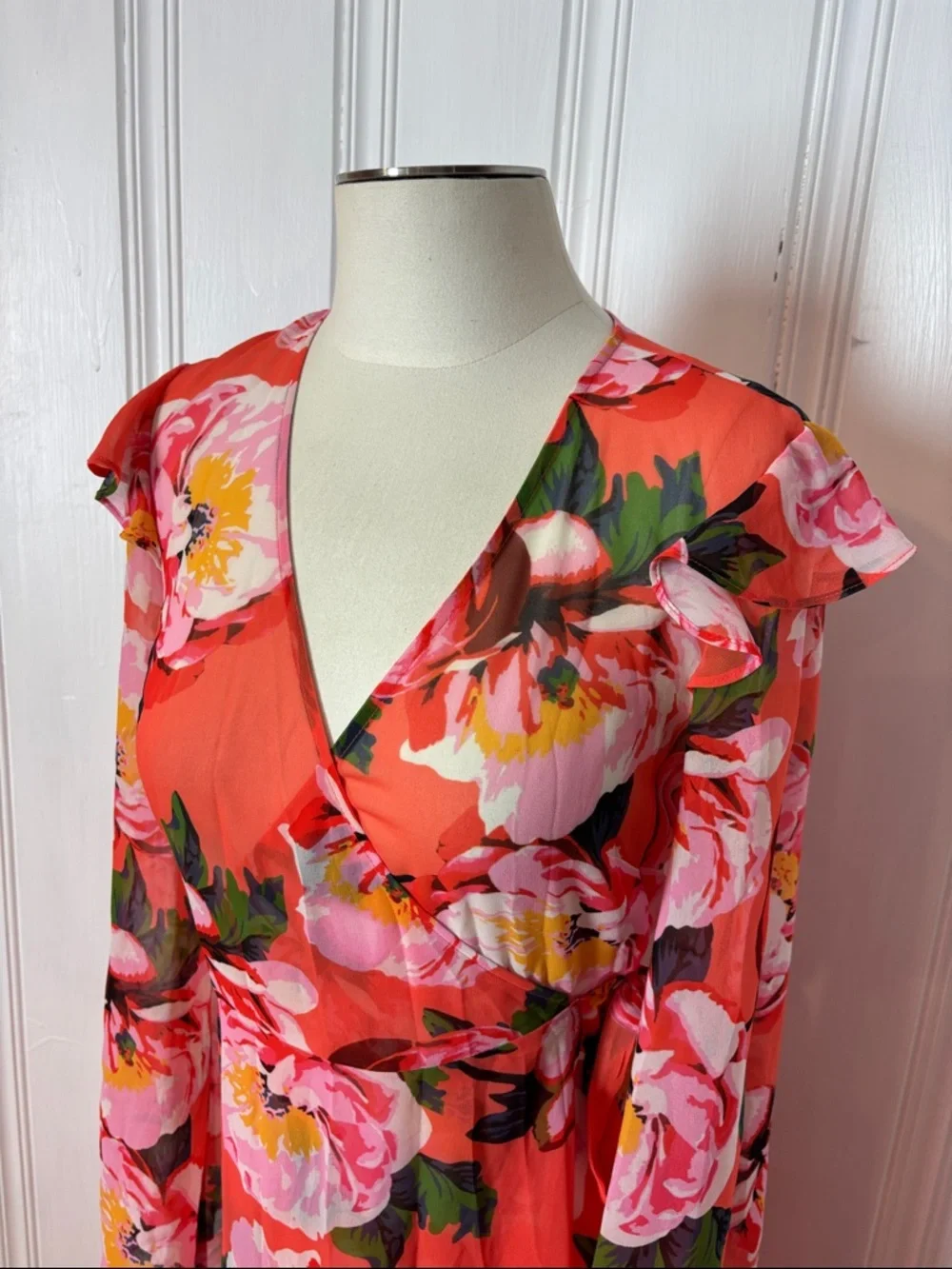 MARCIANO Floral Sheer Maxi Overlay – Wrap Duster Dress, Size S - Picture 6 of 10